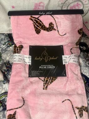 Baby Phat Pink Leopard Print Plush Throw